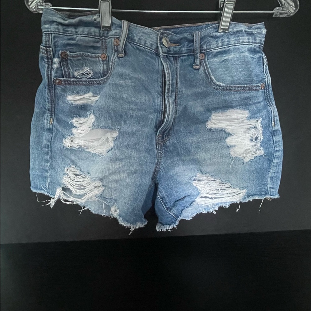 American Eagle Outfitters Light Blue Distressed Jean Shorts